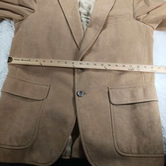 Doncaster 2 Button Blazer Jacket Sport Coat Ultra Suede Tan/ Cream Men's Medium - Picture 11 of 14